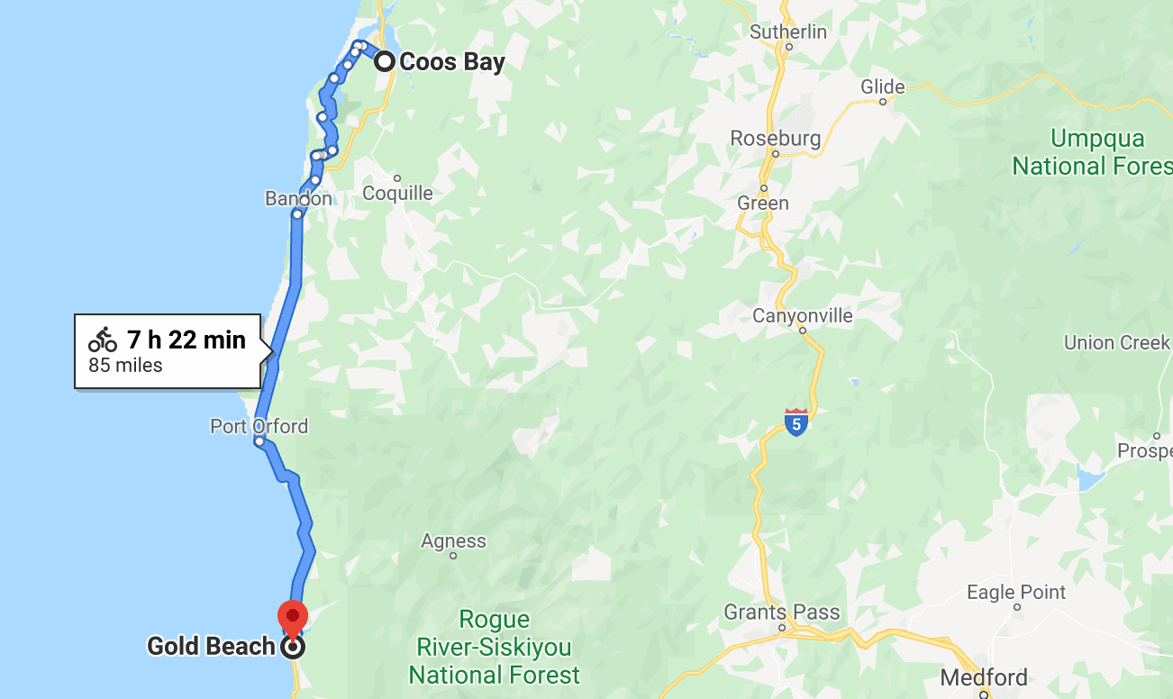 map coos bay gold beach