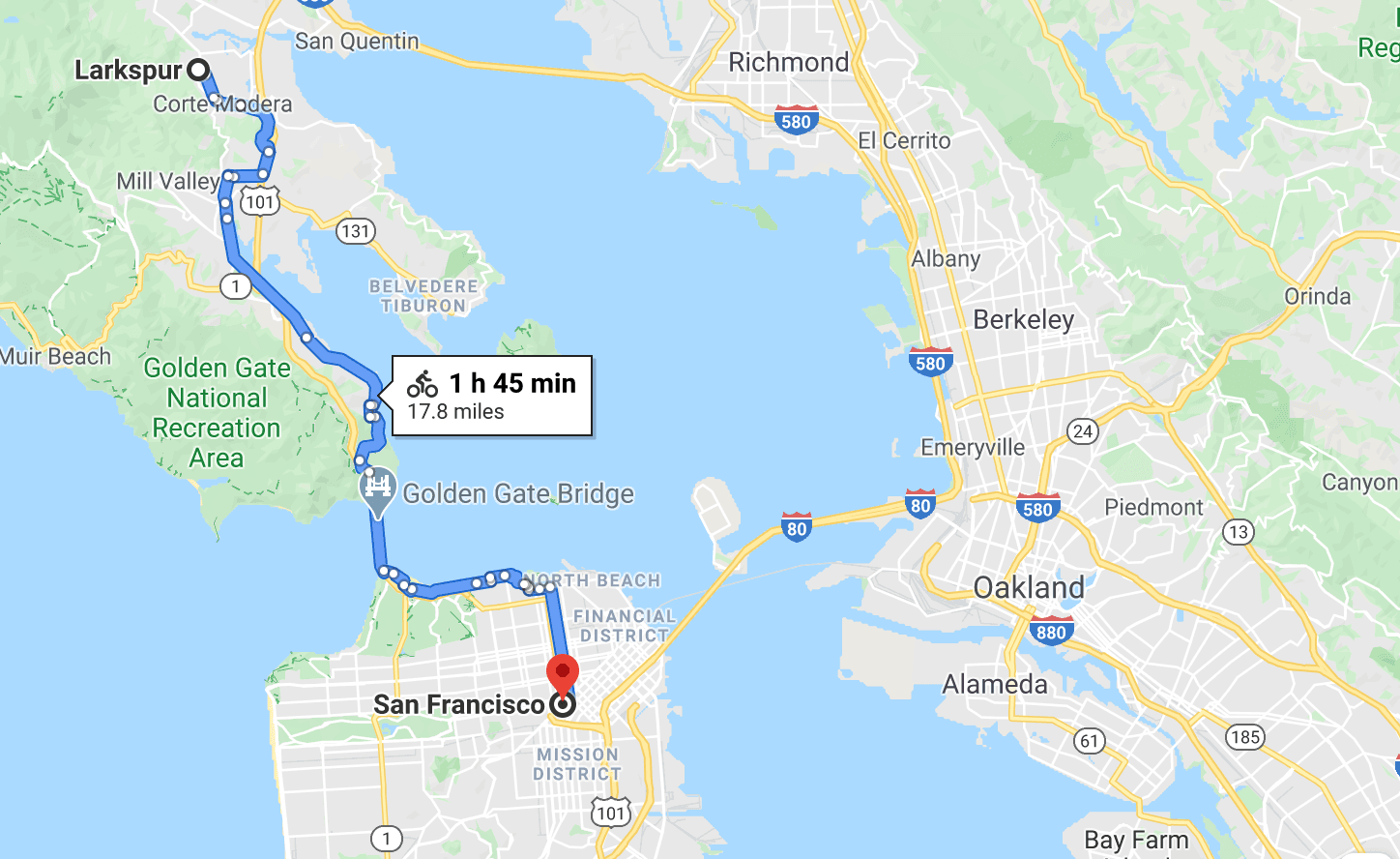 larkspur to SF