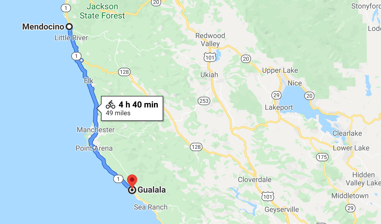 mendocino to gualala